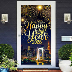 Aperturee - Aperturee Festive City Night Happy New Year 2025 Door Cover