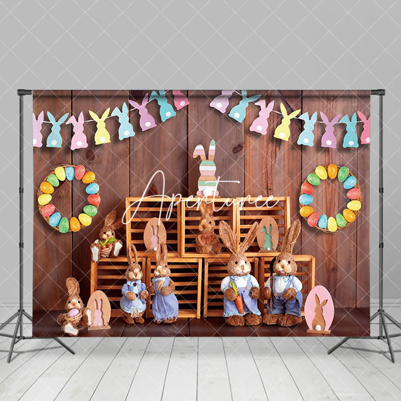 Aperturee - Aperturee Festive Easter Bunny Dolls Flag Holiday Backdrop