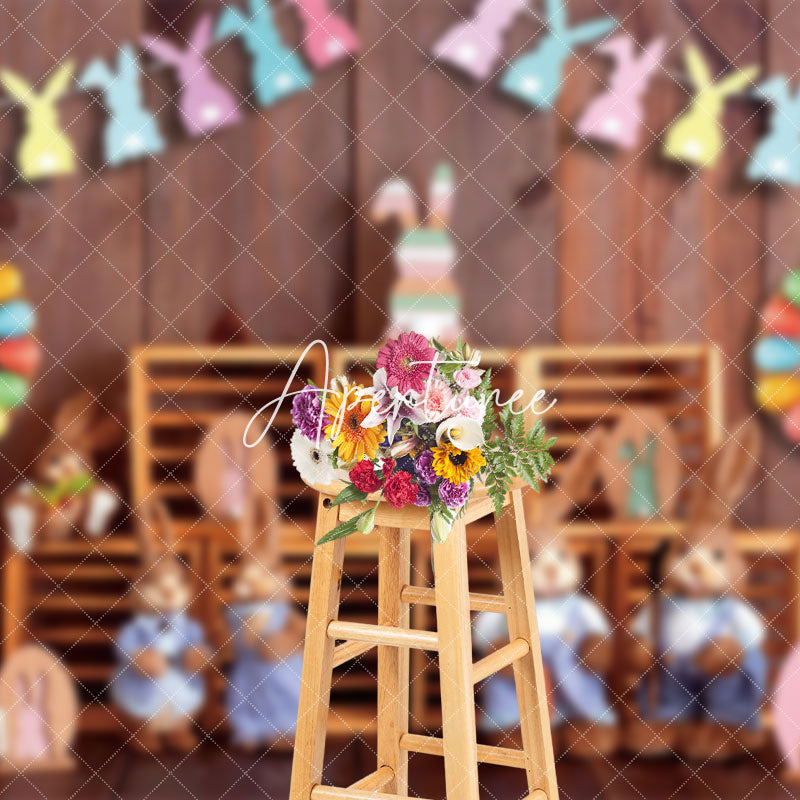 Aperturee - Aperturee Festive Easter Bunny Dolls Flag Holiday Backdrop