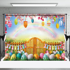 Aperturee - Aperturee Festive Easter Scene Colorful Eggs Rainbow Backdrop