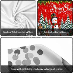 Aperturee - Aperturee Festive Merry Christmas Snowman and Snowy Christmas Tree Garage Door Banner Holiday Winter Wonderland Decor