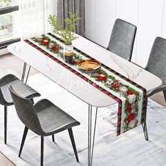 Aperturee - Aperturee Festive Plaid Bauble Pine Leaves Xmas Table Runner