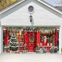Aperturee - Aperturee Festive Red Christmas Santa Store Garage Door Banner