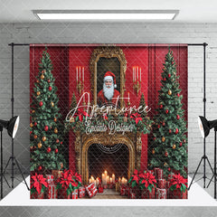 Aperturee - Aperturee Festive Red Christmas Vibe Stairs Room Set Backdrop