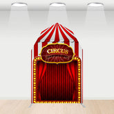 Aperturee - Aperturee Festive Red Circus Tent Barn Door Arch Party Backdrop