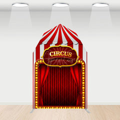 Aperturee - Aperturee Festive Red Circus Tent Barn Door Arch Party Backdrop