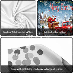 Aperturee - Aperturee Festive Red Truck with Santa Claus and Sleigh Winter Village Garage Door Banner Merry Christmas Holiday Decor