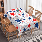 Aperturee - Aperturee Festive Red White and Blue Star Rectangle Tablecloth Patriotic American Flag Theme Party Decor