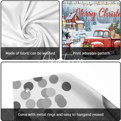Aperturee - Aperturee Festive Snowy Village Red Truck Christmas Tree Garage Door Banner Merry Christmas Holiday Outdoor Decor