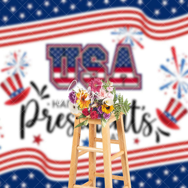 Aperturee - Aperturee Festive Sparke Usa Flag Happy Presidents Day Backdrop