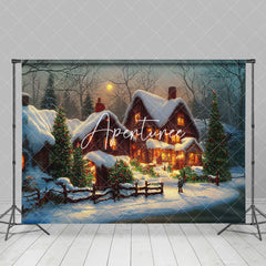 Aperturee - Aperturee Festive Winter Snowy Night Town Christmas Backdrop