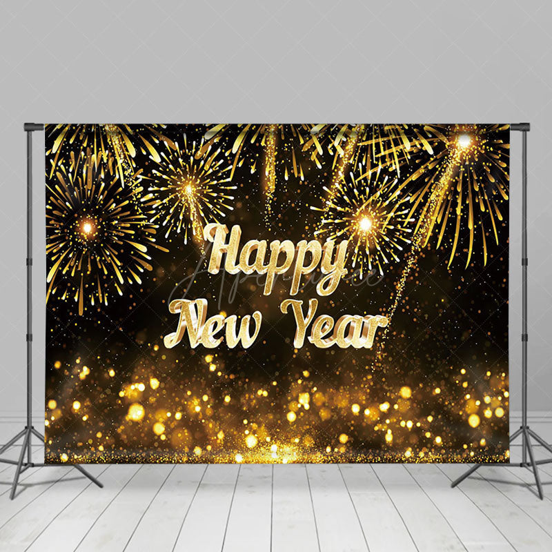 Aperturee - Aperturee Figured Gold Dots Happy New Year Backdrop Decor