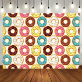 Aperturee - Aperturee Filled Donuts Colorful Sweet Happy Birthday Backdrop