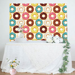 Aperturee - Aperturee Filled Donuts Colorful Sweet Happy Birthday Backdrop
