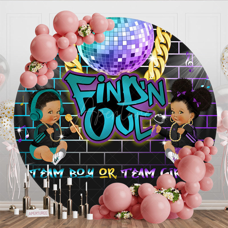 Aperturee - Aperturee Findn Out Disco Gender Reveal Round Backdrop