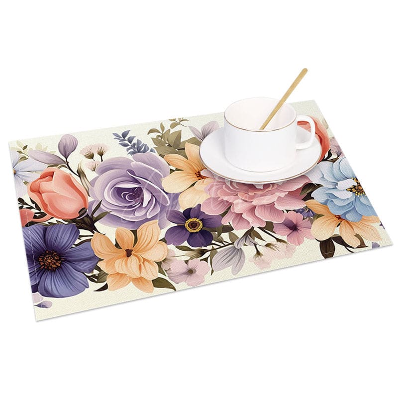 Aperturee - Aperturee Fine Art Floral Sweet Colorful Set of 4 Placemats