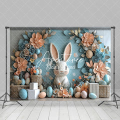 Aperturee - Aperturee Fine Art Orange Blue Floral Bunny Easter Backdrop
