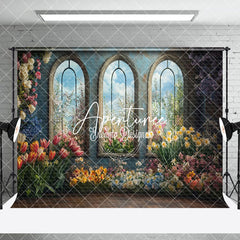 Aperturee - Aperturee Fine Art Window Colorful Floral Room Set Backdrop