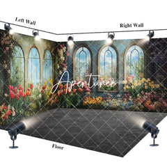 Aperturee - Aperturee Fine Art Window Colorful Floral Room Set Backdrop