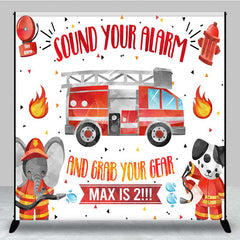Aperturee Aperturee Firefighter Second Birthday Backdrop Sound Your Alarm Fire Truck Banner Custom Name Little Fireman is 2 Party Decor