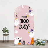 Aperturee - Aperturee First Boo Day Halloween Arch Backdrop for First Birthday Cute Ghost and Pumpkin Spooky Themed Party Photo Prop