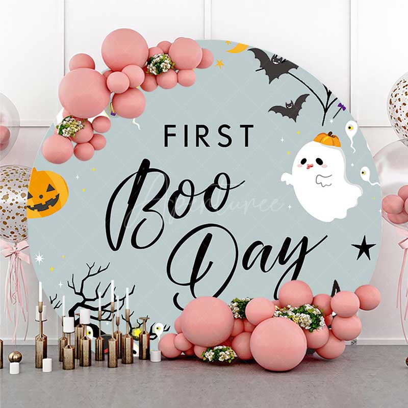 Aperturee Aperturee First Boo Day Halloween Birthday Round Backdrop