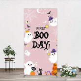 Aperturee - Aperturee First Boo Day Halloween Rectangle Backdrop for First Birthday Cute Ghost and Pumpkin Spooky Themed Party Photo Prop