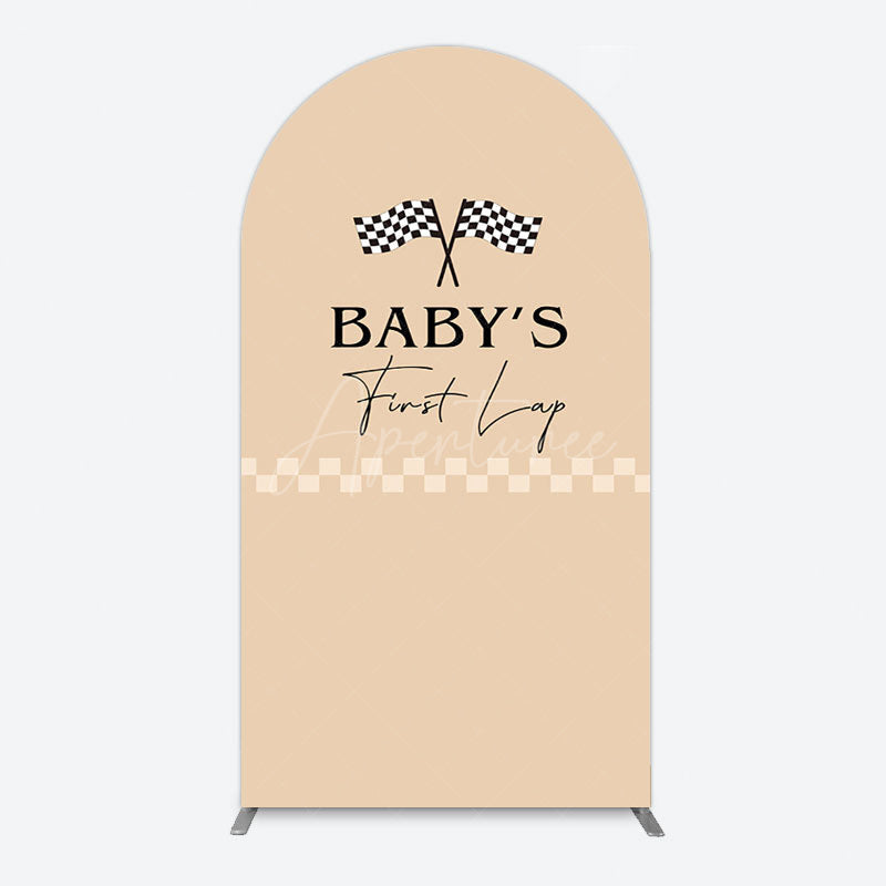 Aperturee - Aperturee First Lap Race Theme Sweet Birthday Arch Backdrop