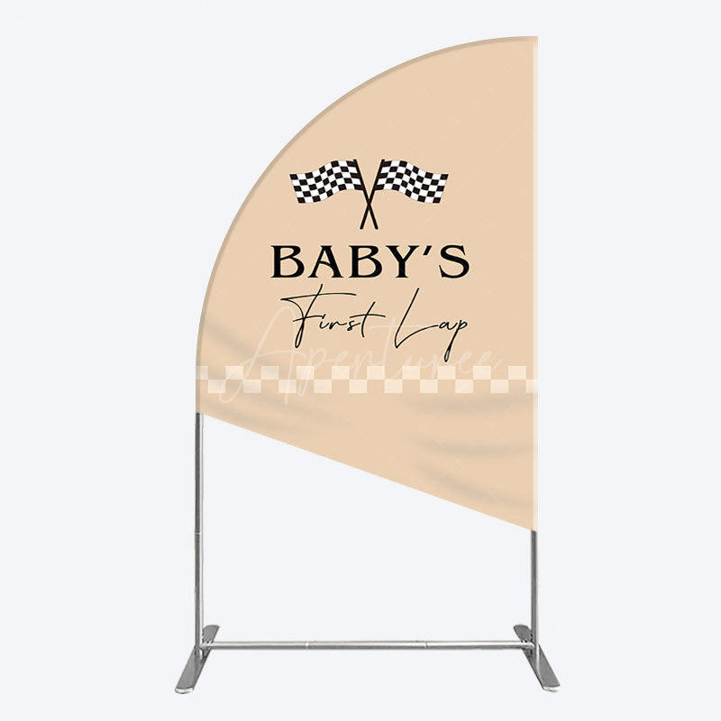Aperturee - Aperturee First Lap Race Theme Sweet Birthday Half Moon Arch Backdrop