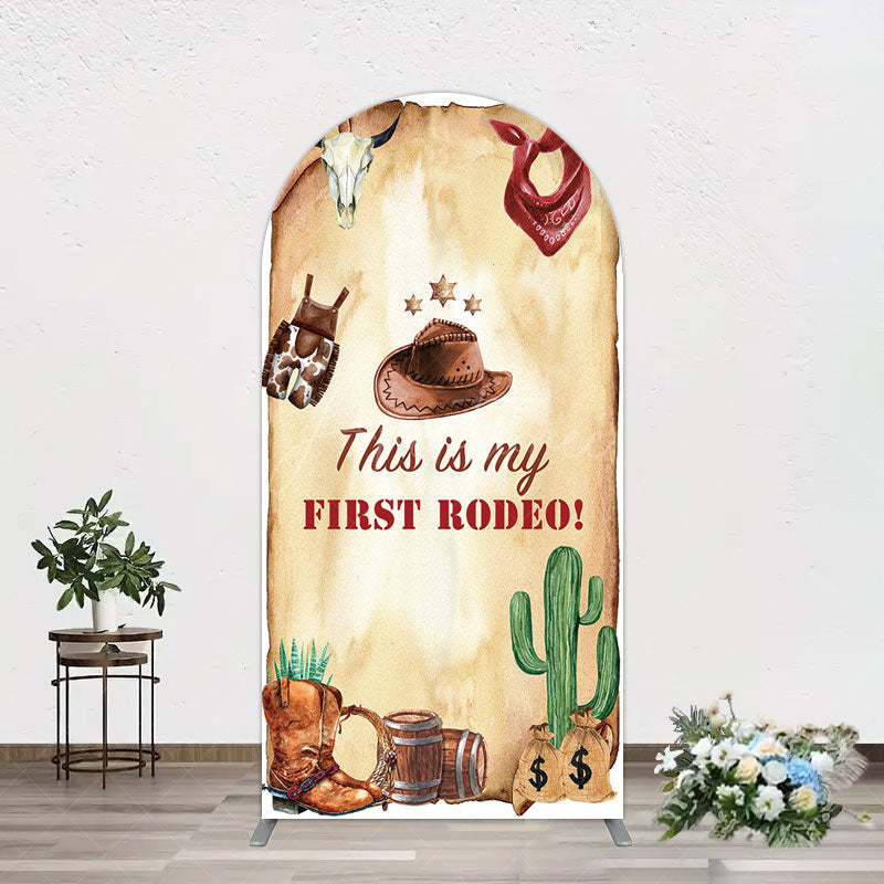 Aperturee - Aperturee First Rodeo Retro Cowboy Birthday Arch Backdrop