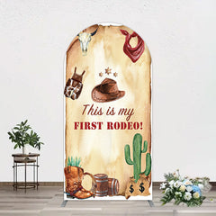 Aperturee - Aperturee First Rodeo Retro Cowboy Birthday Arch Backdrop