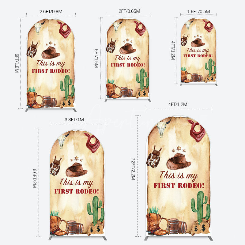 Aperturee - Aperturee First Rodeo Retro Cowboy Birthday Arch Backdrop