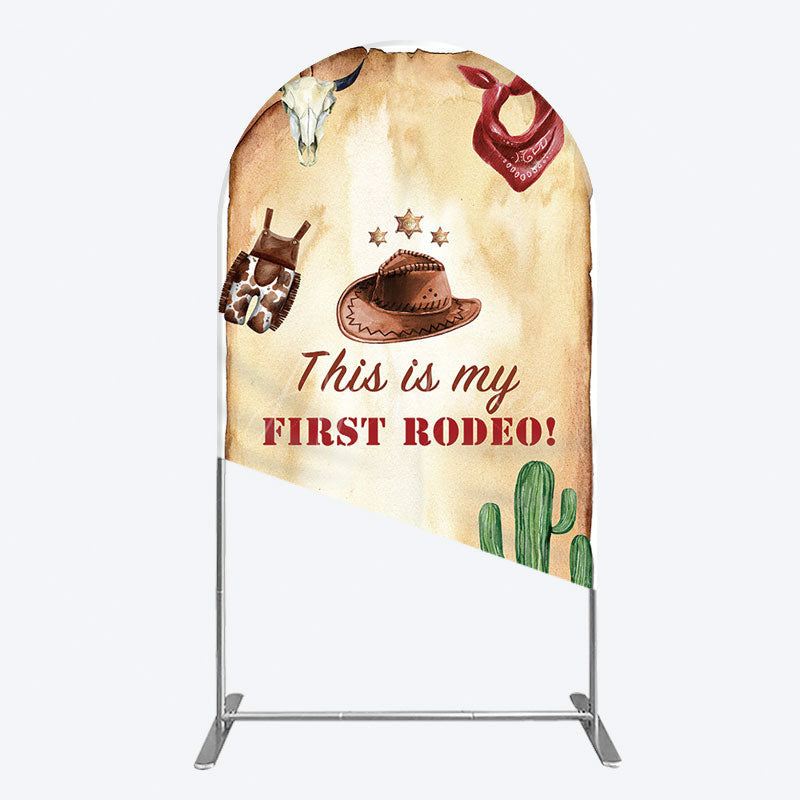 Aperturee - Aperturee First Rodeo Retro Cowboy Birthday Arch Backdrop