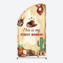 Aperturee - Aperturee First Rodeo Retro Cowboy Birthday Half Moon Arch Backdrop
