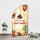 Aperturee - Aperturee First Rodeo Retro Cowboy Birthday Half Moon Arch Backdrop