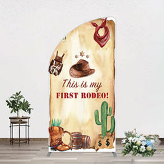 Aperturee - Aperturee First Rodeo Retro Cowboy Birthday Half Moon Arch Backdrop