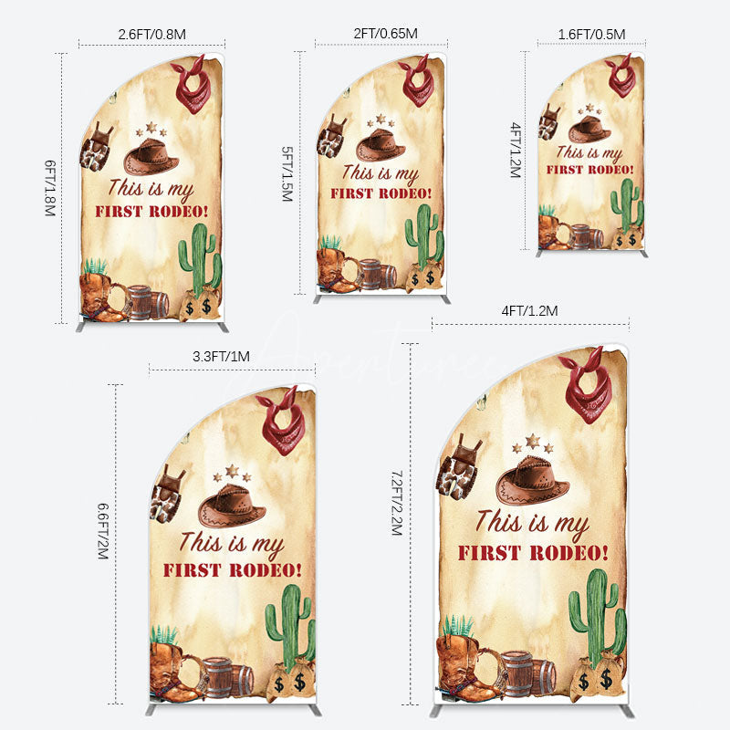Aperturee - Aperturee First Rodeo Retro Cowboy Birthday Half Moon Arch Backdrop