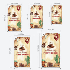 Aperturee - Aperturee First Rodeo Retro Cowboy Birthday Rectangle Backdrop