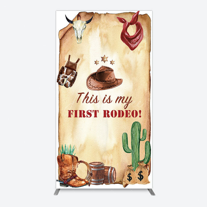 Aperturee - Aperturee First Rodeo Retro Cowboy Birthday Rectangle Backdrop