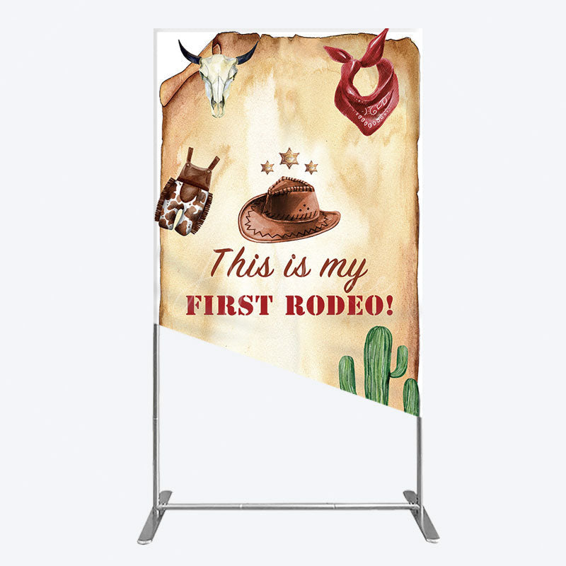Aperturee - Aperturee First Rodeo Retro Cowboy Birthday Rectangle Backdrop