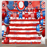 Aperturee - Aperturee Flag Balloons Fabric Backdrop Cover for Independence Day