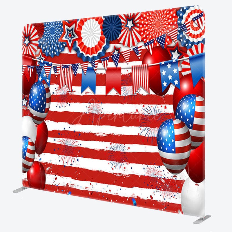 Aperturee - Aperturee Flag Balloons Fabric Backdrop Cover for Independence Day