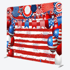 Aperturee - Aperturee Flag Balloons Fabric Backdrop Cover for Independence Day