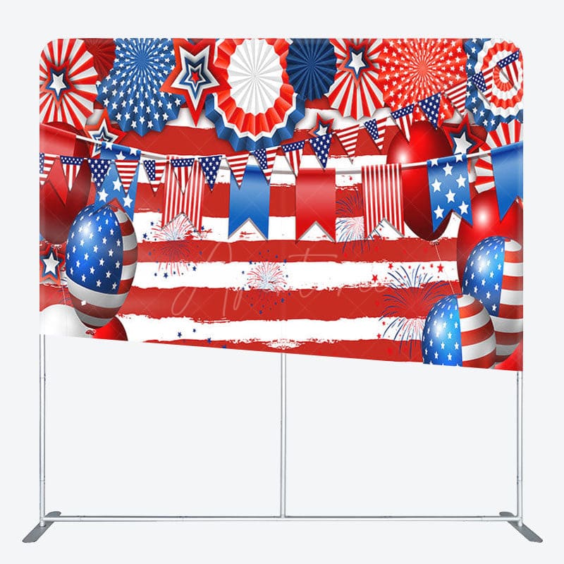 Aperturee - Aperturee Flag Balloons Fabric Backdrop Cover for Independence Day