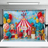 Aperturee - Aperturee Flag Circus Balloon Cake Smash Photography Backdrop