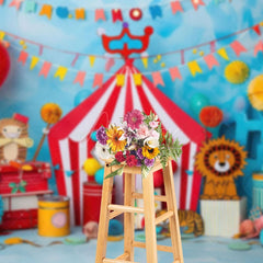 Aperturee - Aperturee Flag Circus Balloon Cake Smash Photography Backdrop