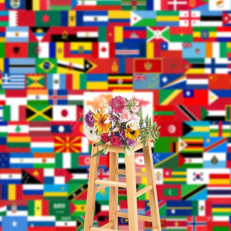 Aperturee Aperturee Flags of the World Backdrop Banner International Country Flag Collage Geography Classroom or Travel Party Decor