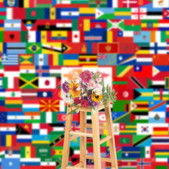 Aperturee Aperturee Flags of the World Backdrop Banner International Country Flag Collage Geography Classroom or Travel Party Decor