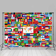 Aperturee Aperturee Flags of the World Backdrop Banner International Country Flag Collage Geography Classroom or Travel Party Decor