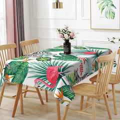 Aperturee - Aperturee Flamingo and Zebra Tropical Rectangle Tablecloth Jungle Leaves and Exotic Flowers Table Cover Safari Party